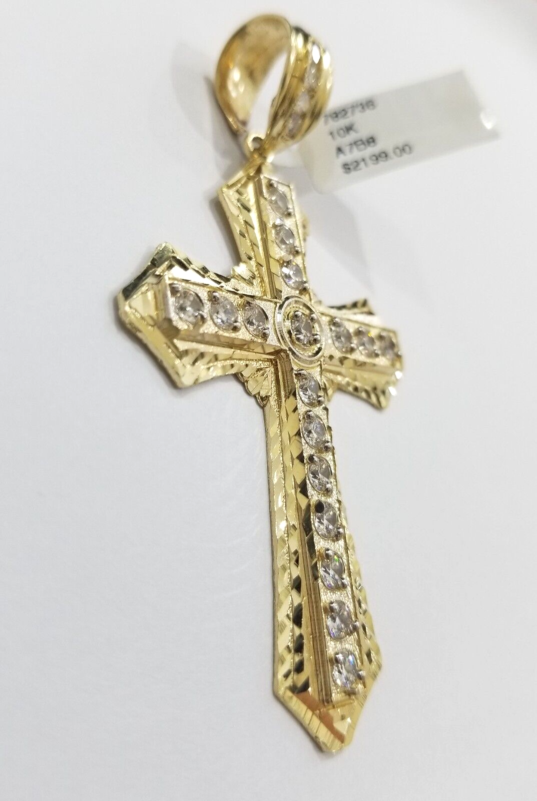 Real 10k Yellow Gold Cross Charm Pendant 2.5'' inch 10kt gold