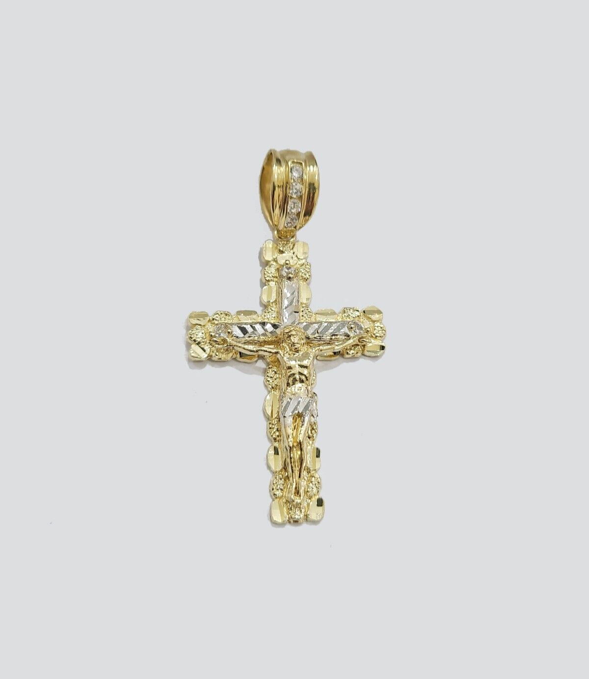 10k Yellow Gold Miami Cuban Chain 5mm 18" inch Necklace Jesus Cross Charm Real