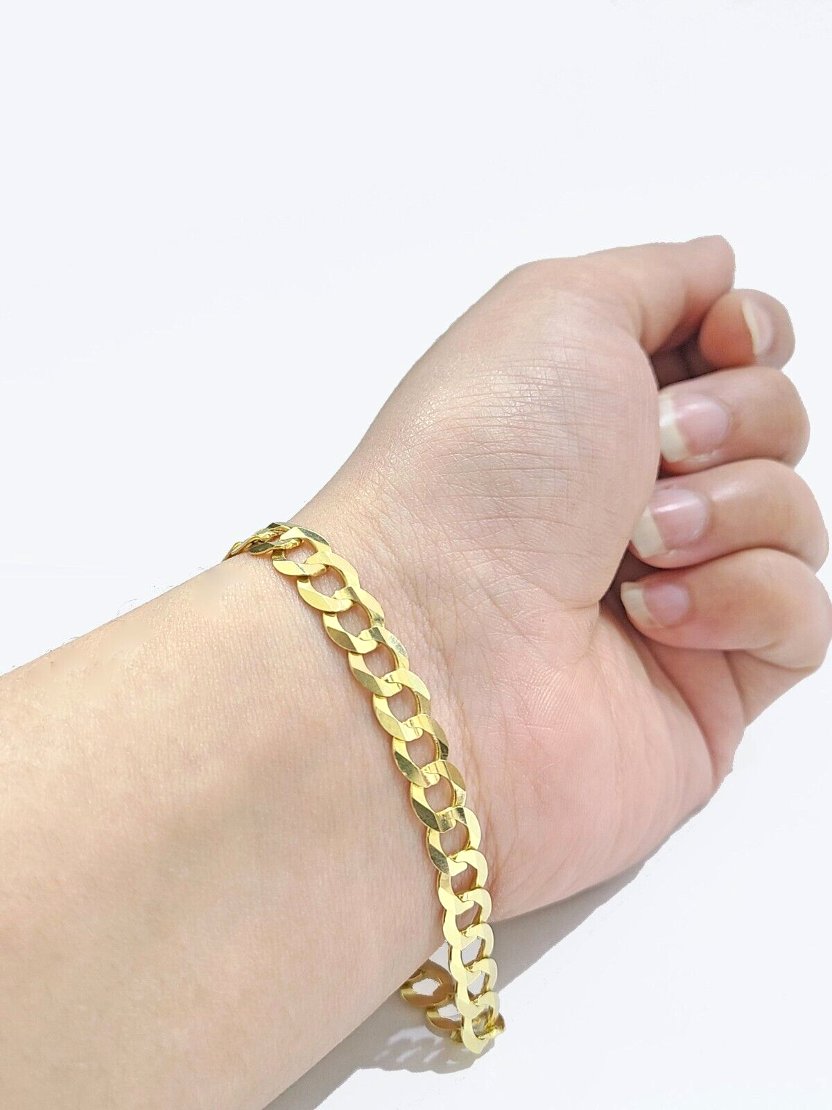 Real 14k Yellow Solid  Gold 7mm Cuban Curb Link Bracelet 7'' inch 14kt Unisex