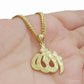 10k Gold Allah Charm Miami Cuban Chain 20" 3mm Necklace Pendant , REAL 10kt SET