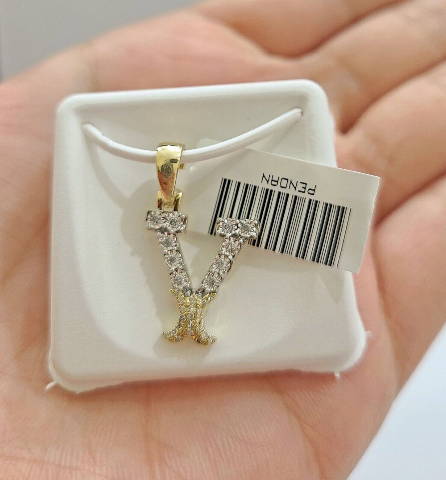 Real 10K Yellow Gold Initials Diamond Cut Charm A-Z Pendant  Alphabets