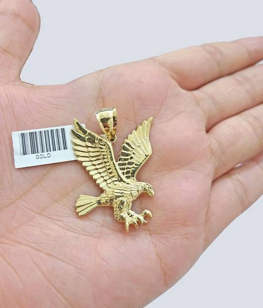 Real 10k Yellow Gold Eagle Bird Charm Pendant 10kt For Chain