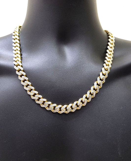 Real 10k Yellow Gold 10mm Monaco Chain Diamond Cut 22" inch Necklace