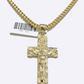 10k Yellow Gold Nugget Jesus Cross Charm Pendant 2'' inches Real 10kt SALE Chain