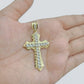 Real 10k Yellow Gold Cross Charm Rope Chain Necklace 4mm 28'' Pendant 10kt Jesus