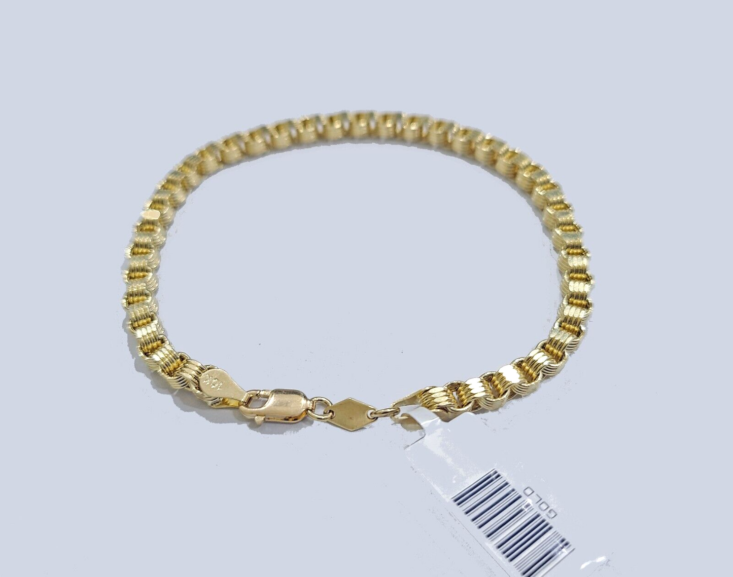 Real 10k Yellow Gold 4mm Box Byzantine Bracelet 8" inch 10kt Unisex Men Women