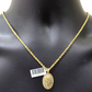 10k Gold Circular Jesus Head Charm Rope Chain Necklace 3mm 24'' Set Pendant 10kt