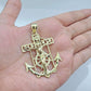 Real 10k Gold Anchor Jesus Crucifix Charm Pendant 10kt Yellow Gold Men Women