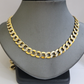 Real 10k Yellow Gold Chain Curb Link Necklace 10mm 22 Inch Diamond Cut Two-tone