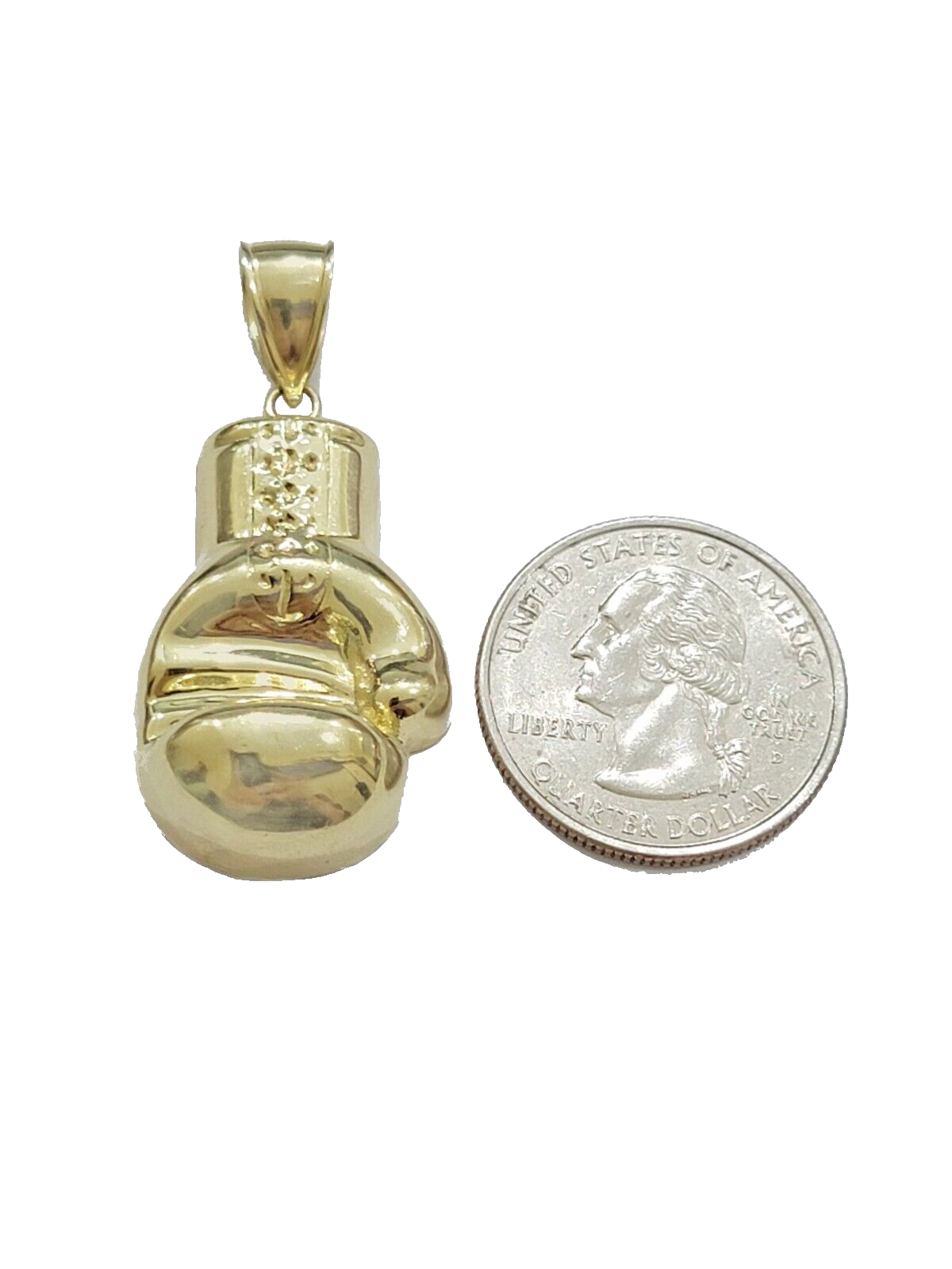 10k Yellow Gold Boxing Glove Charm Pendant 1.5Inch Chain Necklace SALE Real 10kt