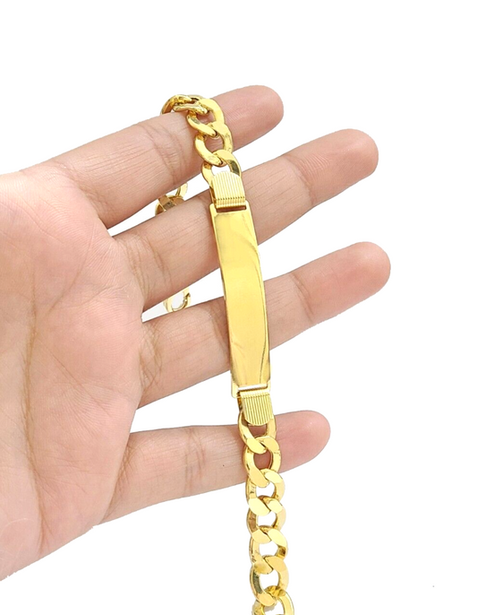 Real 10kt Yellow Gold Cuban Curb Link ID Bracelet Unisex 8.5'' 10mm Unisex