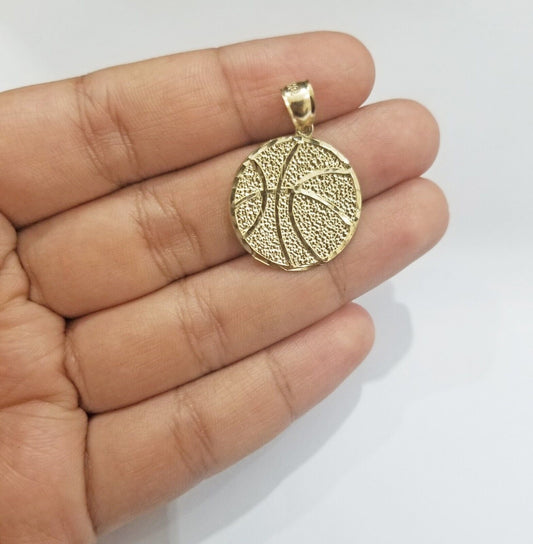 Real 10k Yellow Gold Pendant Basketball Charm 10kt