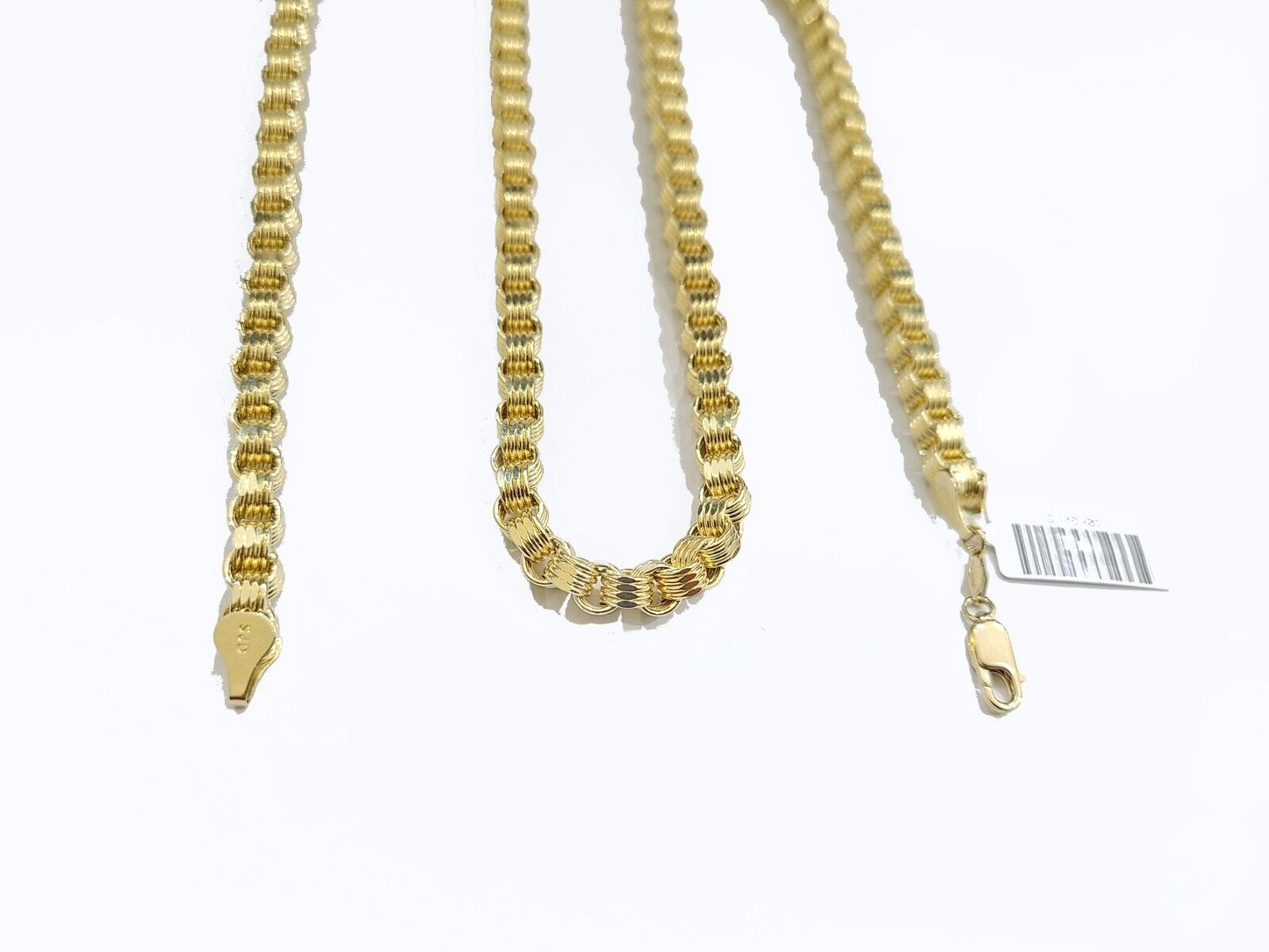 Real 10k Yellow Gold Box Byzantine Necklace 5mm 22" inch Unisex 10kt Chain