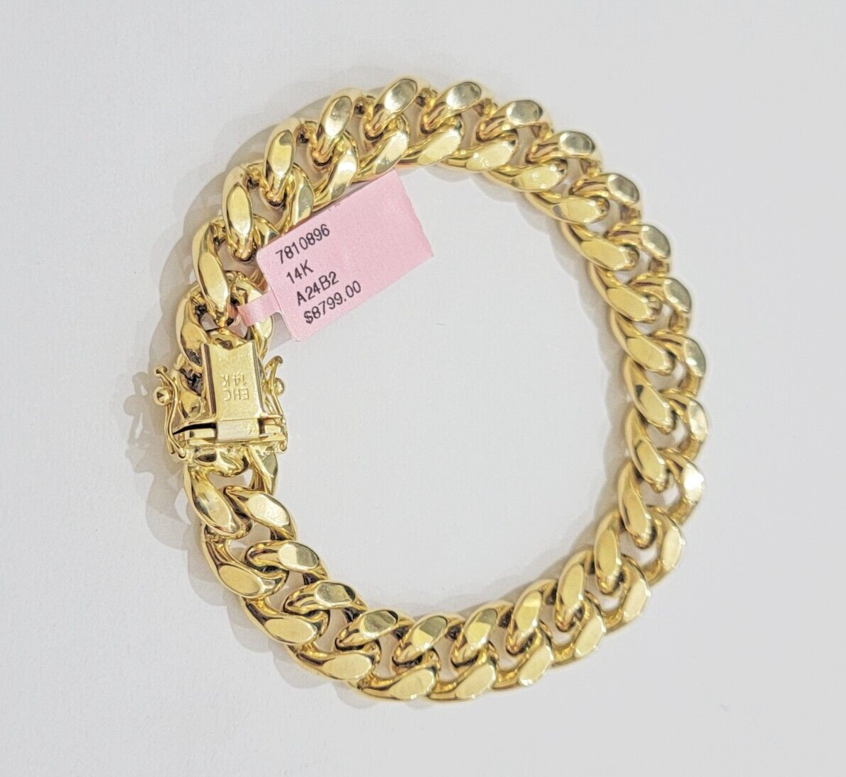 Real 14k Yellow Gold Bracelet 9 Inch Miami Cuban Link Box Clasp For Men's 14KT