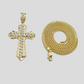 Real 10k Yellow Gold Franco Chain 2.5mm 18" inch Necklace Jesus Cross Charm 10kt