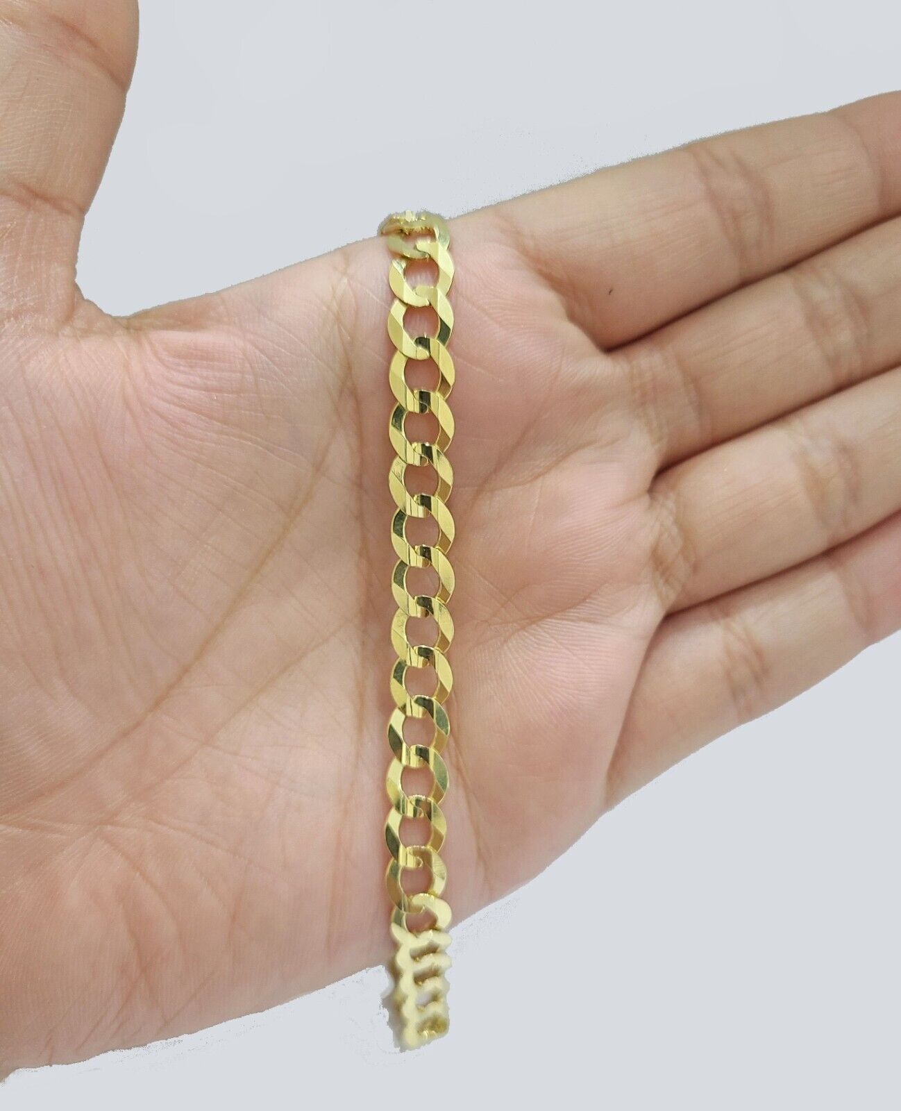 Real 14k Yellow Gold 7mm Cuban Curb Link Bracelet 9''inch 14kt Unisex