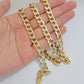 Real 10k Yellow Gold Chain Curb Link Necklace 8mm 18 Inch Diamond Cut Two-tone