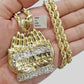 Real 10kt Yellow Gold Praying Hand Last Supper Pendant charm 3D style