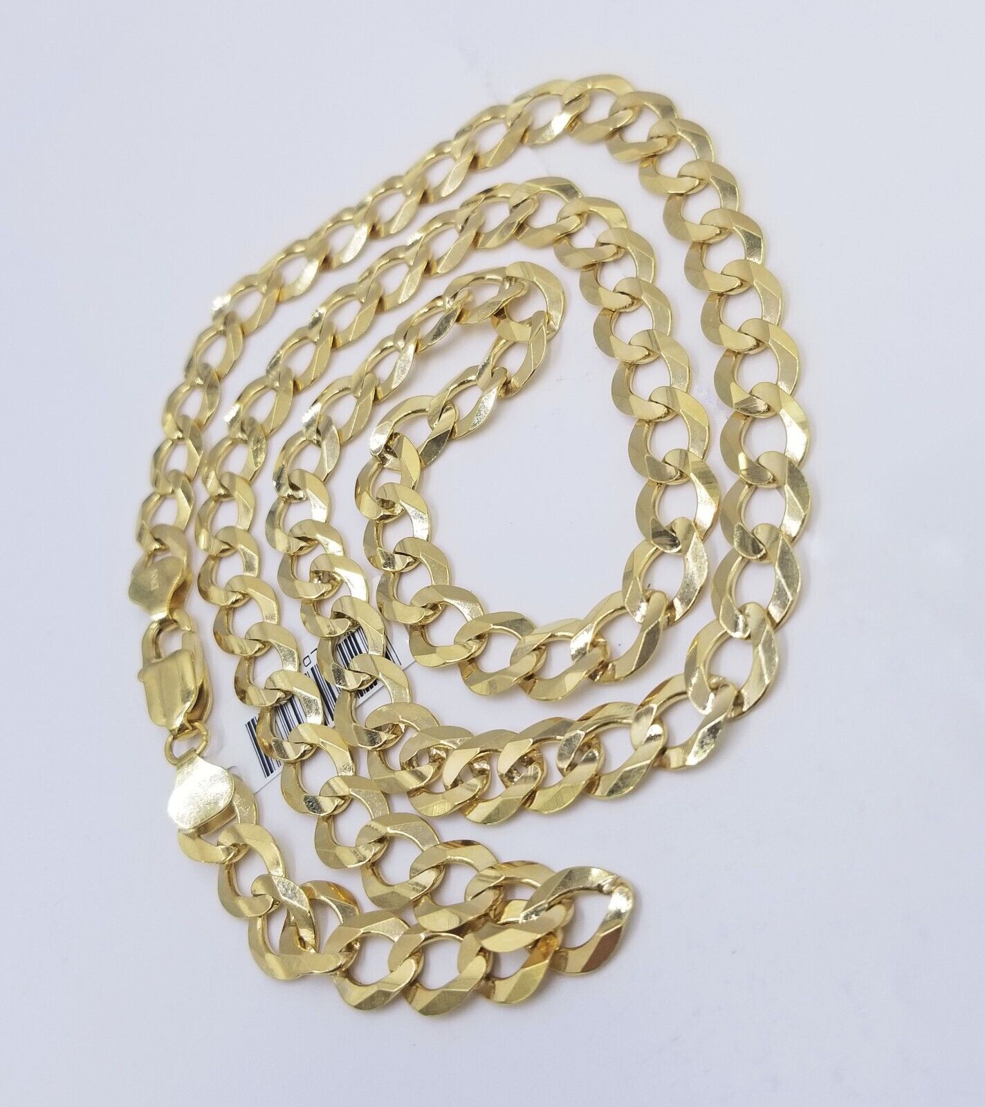 Real 10k Yellow Gold Solid Necklace Cuban Curb Link Chain 9.5mm 24" inch For Men