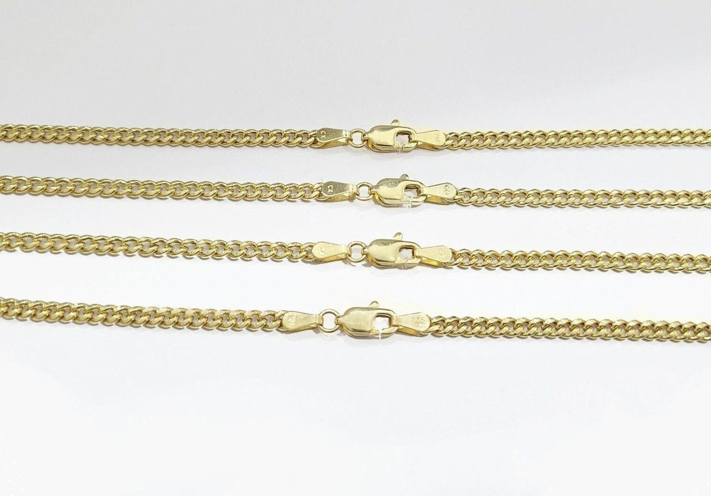 Real 10K Yellow Gold Miami Cuban Chain 3mm Necklace  18-30'' Inches Lobster 10kt