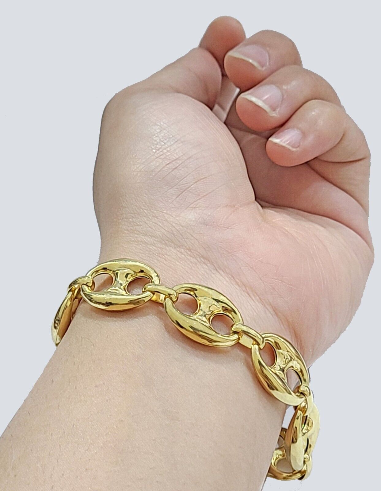 Real 10kt Yellow Gold Mariner Link Bracelet Unisex 9'' Inches 15mm