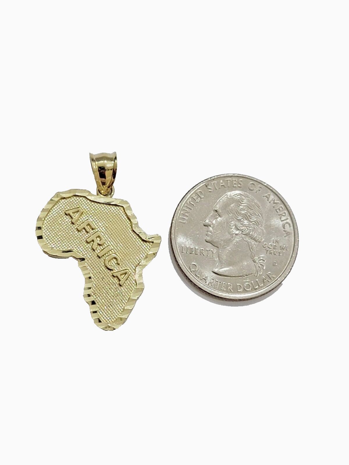 10k Yellow Gold Africa Map Charm Rope Chain 18 Inch Necklace Pendant SET SALE
