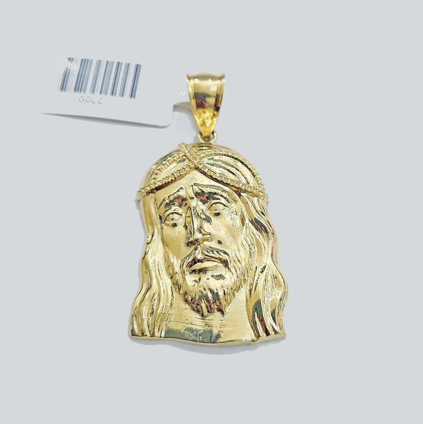 Real 10k Gold Jesus Head Charm Pendant  1.5'' Inch 10KT  Yellow Gold