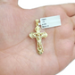 Real 10k Yellow Gold Jesus Cross Charm Rope Chain Necklace 3mm 28'' Pendant 10kt