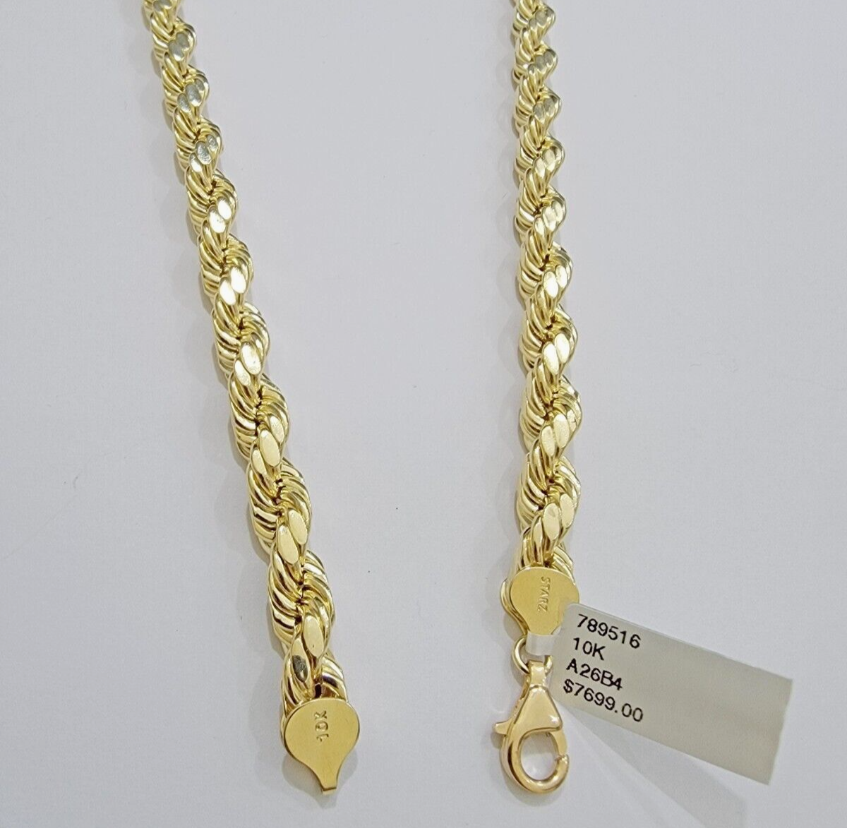 10k Yellow Gold Rope Chain Necklace 22 Inch 8mm Diamond Cuts Men's REAL 10KT