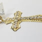 Real 10k Yellow Gold Cross Charm Pendant 2.5'' inch 10kt gold