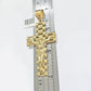 Real 10k Yellow Gold Cross Charm Pendant Mens Jesus Crucifix 3 Inch For Chain