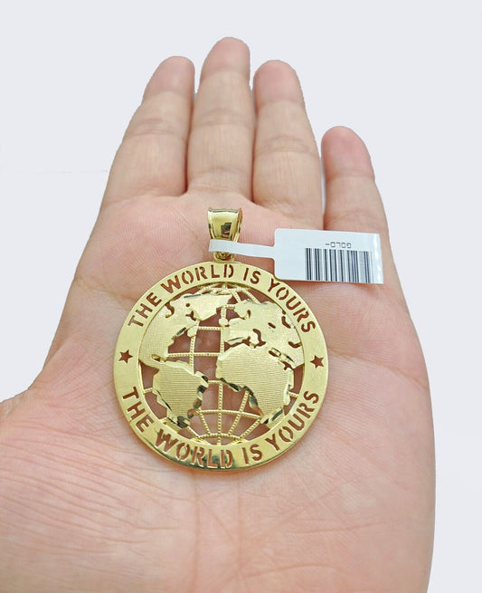 Real 10k Yellow Gold  The World is yours Charm Pendant 10kt for Chain