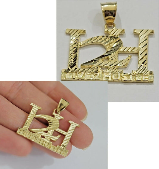 Real 10k Yellow gold charm Pendant LIVE TO HUSTLE 10kt gold