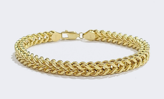 Real 10k Yellow Gold 6mm Franco Bracelet 8" inch 10kt Unisex Men Women