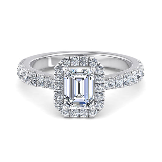 Real 14k White Gold IGI Certified 1.25CT Lab Created VS Diamond Ring Emerald Cut