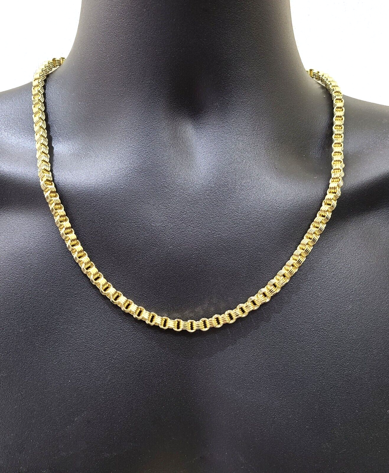 Real 10k Yellow Gold Box Byzantine Necklace 5mm 22" inch Unisex 10kt Chain