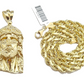 10k Gold Jesus Head Charm Rope Chain Necklace 6mm 28'' Set & Pendant 10kt REAL