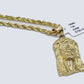 Real 10k Yellow Gold 3mm Rope Chain 18" inch Necklace And Jesus Head Pendant