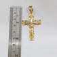 Real 14k Yellow Gold Nugget Jesus Cross Charm Pendant 2" 14kt Gold