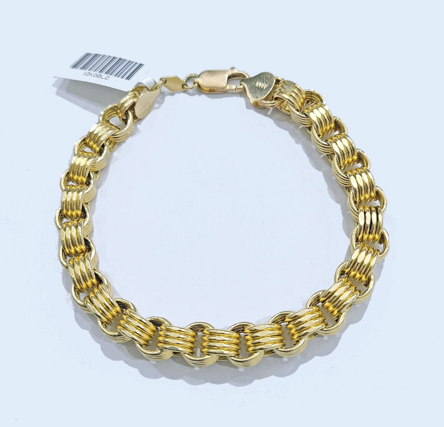 Real 10k Yellow Gold 8mm Box Byzantine Bracelet 8" inch 10kt Unisex Men Women