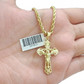 Real 10k Yellow Gold Jesus Cross Charm Rope Chain Necklace 3mm 28'' Pendant 10kt