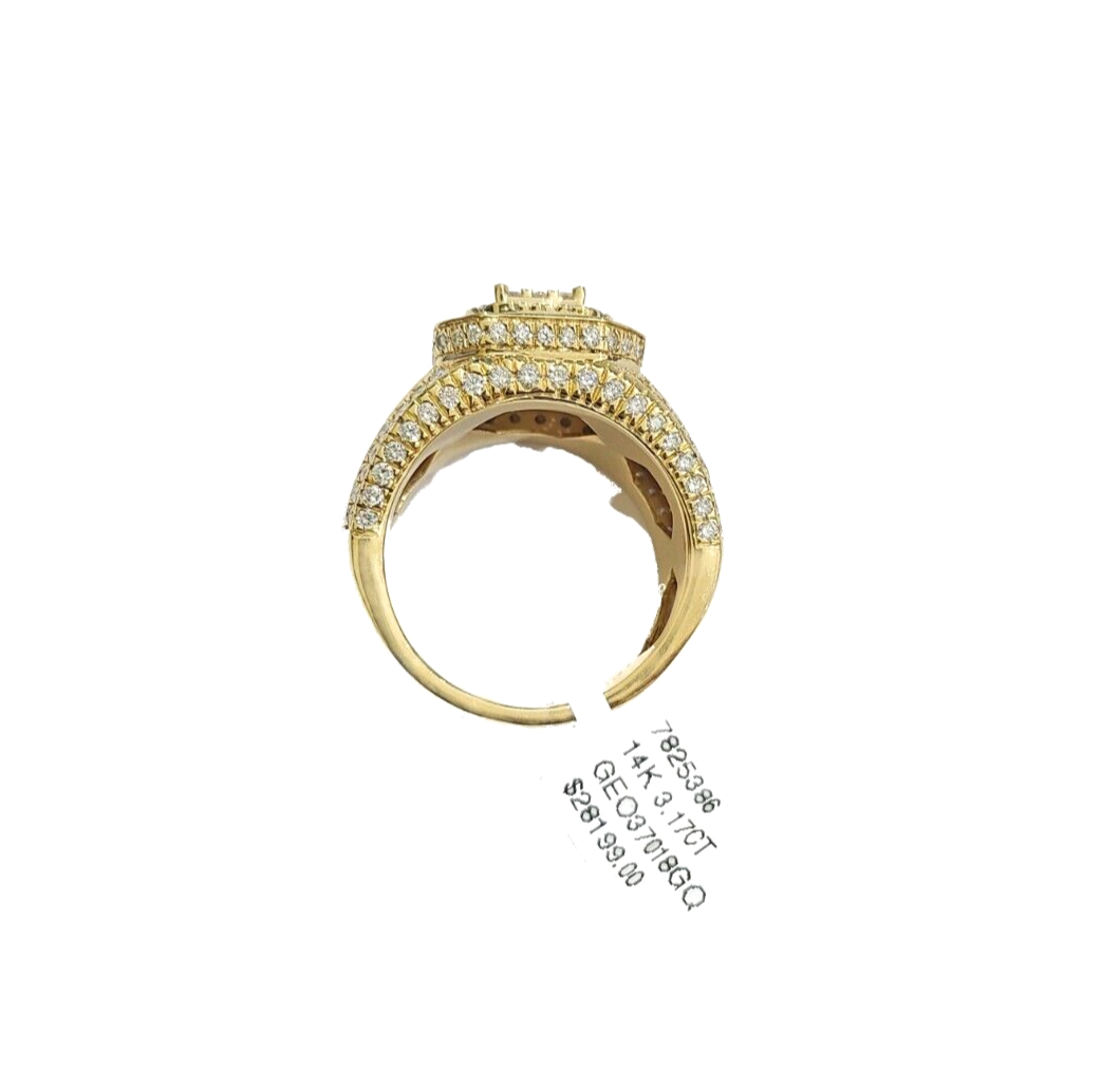 Real 14k Yellow Gold Diamond Ring White Genuine 3.17CT Diamonds 14kt Size 10