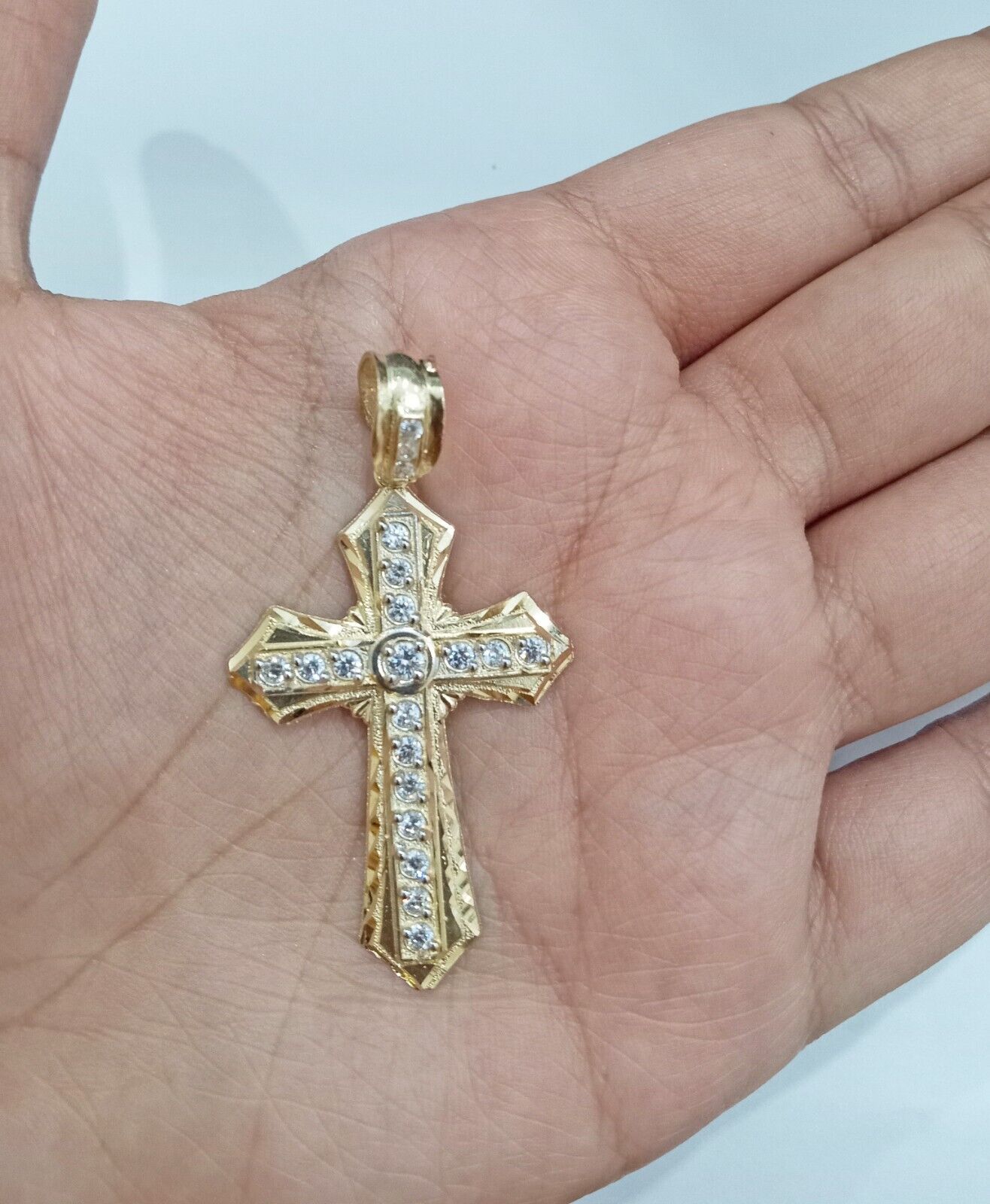 14KT Gold Crucifix Diamond Cut sale Charm