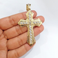 Real 14k Yellow Gold Diamond Cut Cross Charm Pendant For Mens 14kt Cross, New
