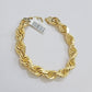 10mm Rope Bracelet 8 Inch Mens Solid 10k Yellow Gold With Diamond cuts REAL 10KT