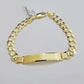 10k Yellow Gold Bracelet ID Cuban Curb Link 9.5mm 8.5 Inch Name Plate SOLID REAL