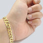 Real 14k Yellow Gold 7mm Cuban Curb Link Bracelet 9''inch 14kt Unisex