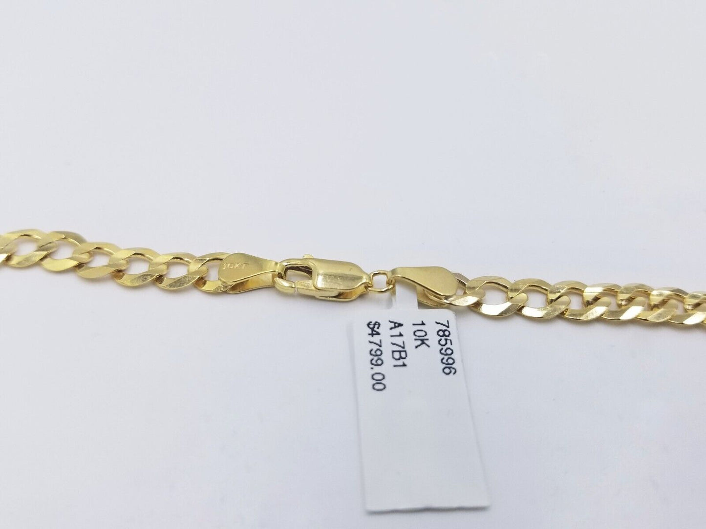 Real 10k Yellow Gold Solid Necklace Cuban Curb Link Chain 6mm 22" inch For Men