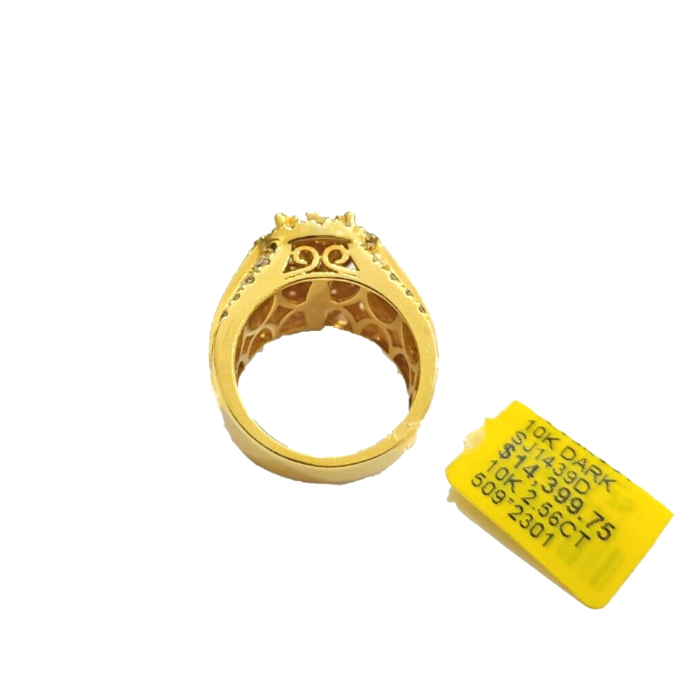 Real 10k Yellow Gold Diamond Ring White Genuine 2.56CT Diamonds 10kt Size 10