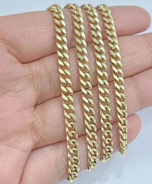 10kt Yellow Gold Miami Cuban Link Chain 10k Necklace 18 Inches 4mm Box Lock Real